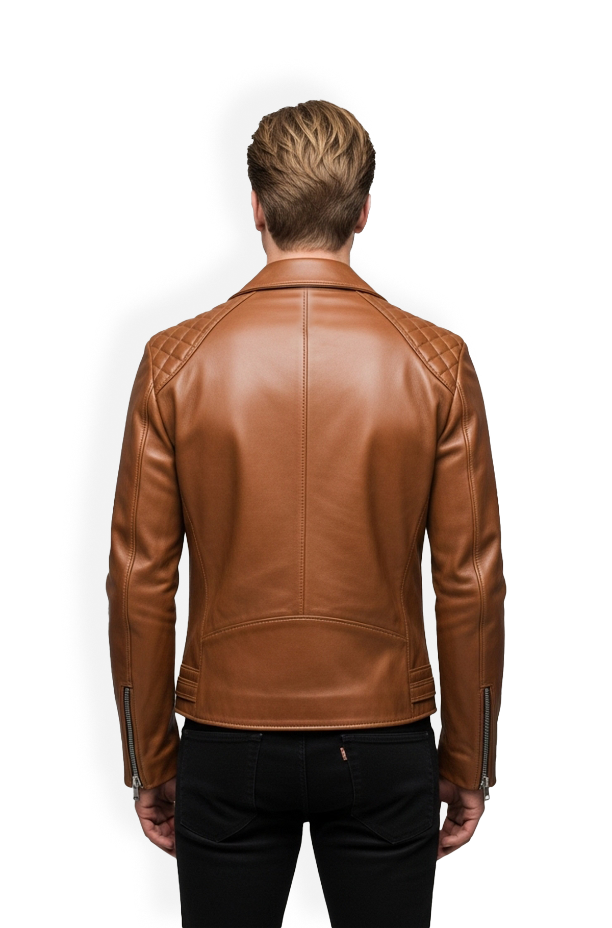 Tan Maverick Quilted Biker Jacket
