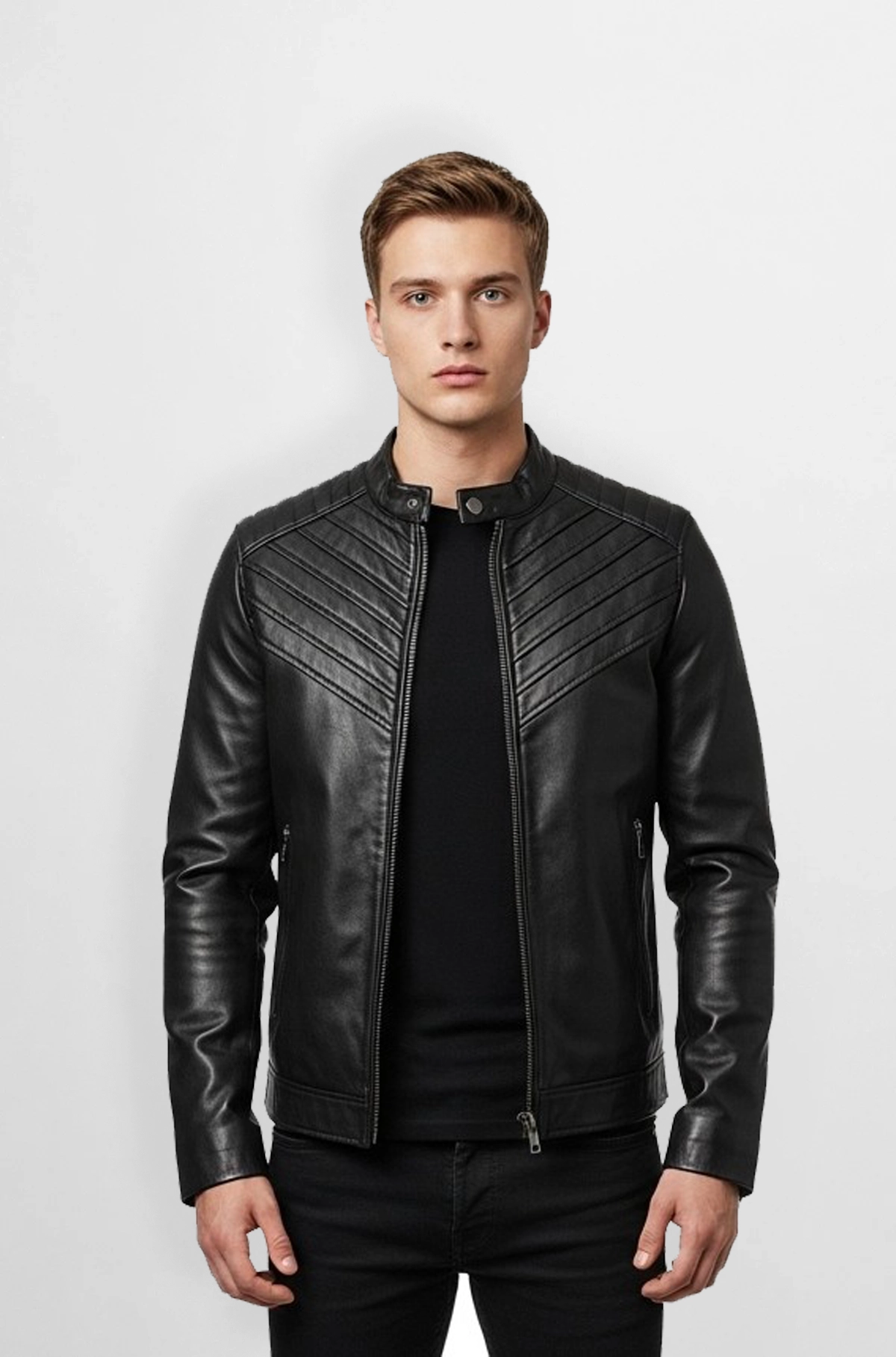 Urban Black Quilted Leather Bomber Jacket