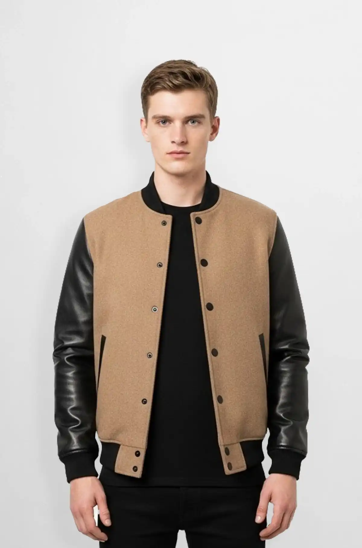 UrbanEdge Camel Varsity Jacket