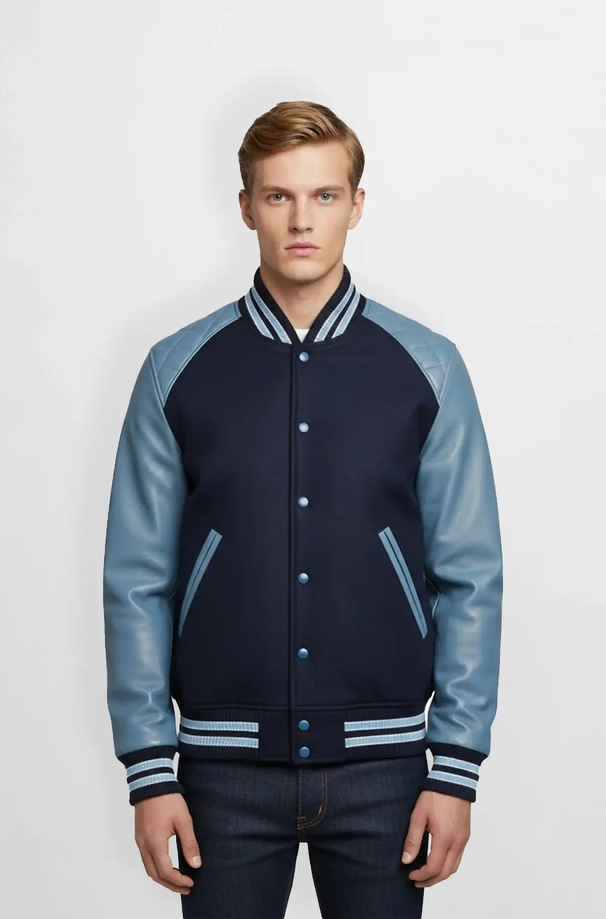 Varsity Jacket with Leather Sleeves