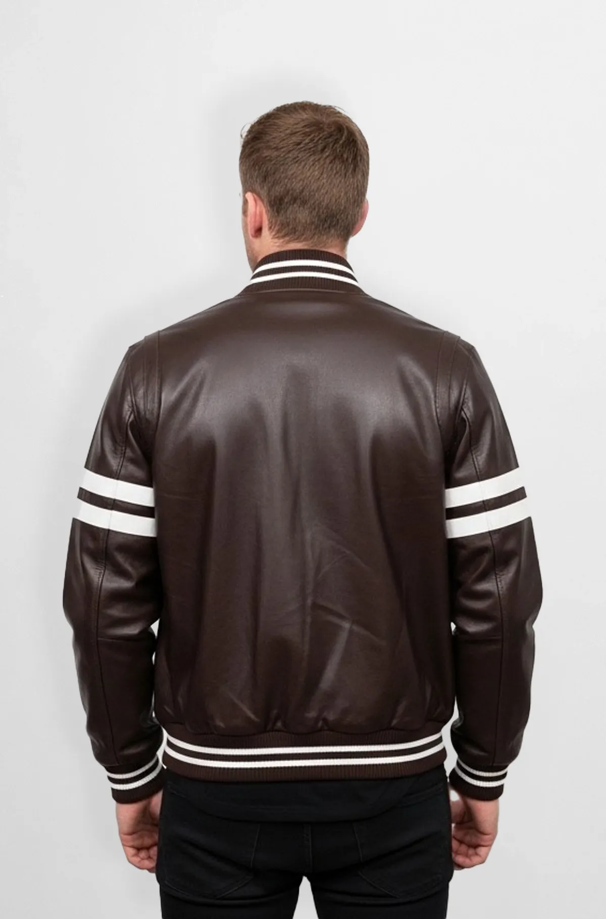 Vintage Varsity Brown Leather Jacket