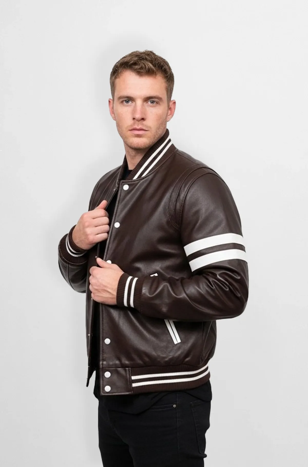 Vintage Varsity Brown Leather Jacket