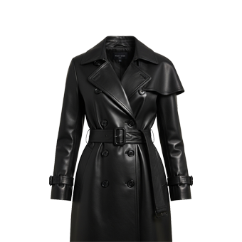 Women Black Leather Trench Coats