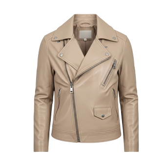 Womens Beige Biker Leather Jackets