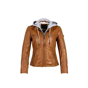 Womens Brown Hooded Leather Jackets