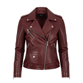 Womens Burgundy Biker Leather Jackets