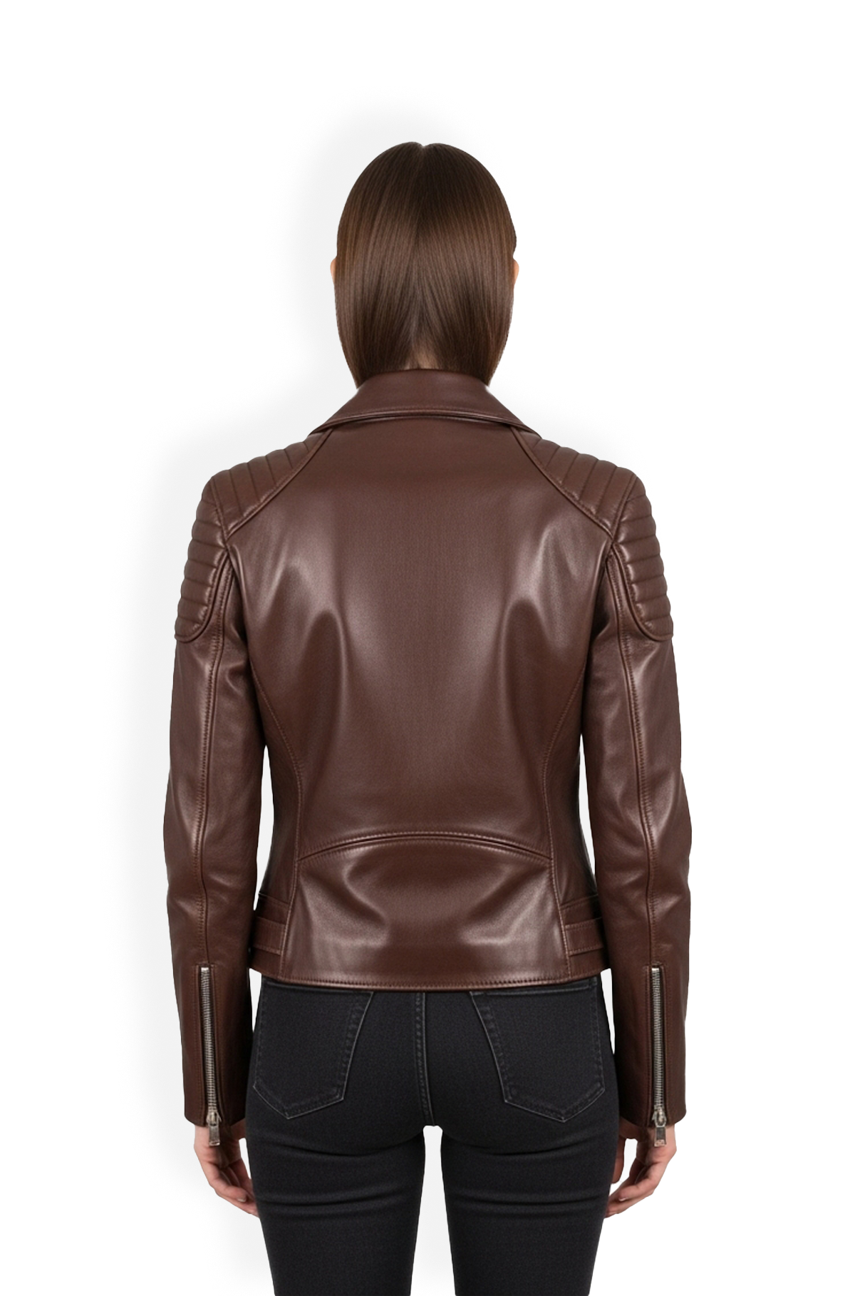 Womens Chocolate Brown Biker Leather Jacket