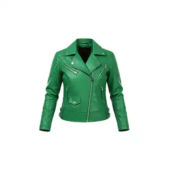 Womens Green Biker Leather Jackets