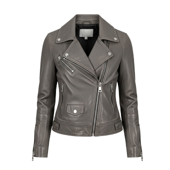 Womens Grey Biker Leather Jackets