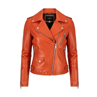 Womens Orange Biker Leather Jackets