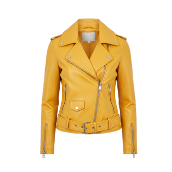 Womens Yellow Biker Leather Jackets