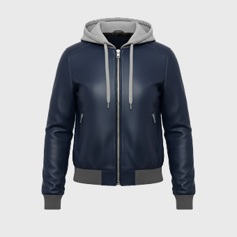 Mens Blue Hooded Bomber Jackets