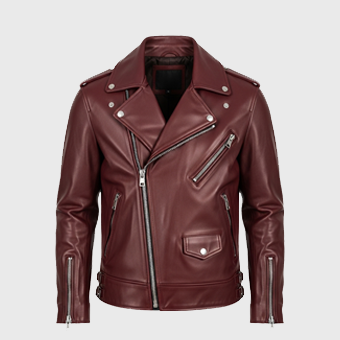 Mens Burgundy Biker Leather Jackets