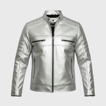 Mens Silver Cafe Racer Jackets