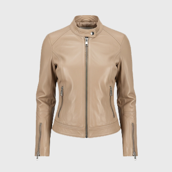 Womens Beige Leather Jackets