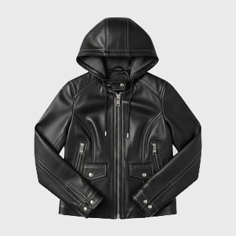 Womens Black Hooded Leather Jackets