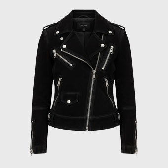 Womens Black Suede Moto Jackets