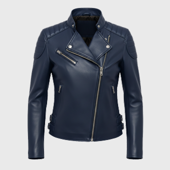 Womens Blue Leather Motorcycle Jackets