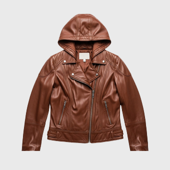 Womens Brown Hooded Leather Jackets
