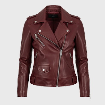 Womens Burgundy Biker Leather Jackets