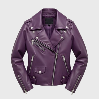 Womens Purple Biker Leather Jackets
