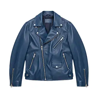 Mens Blue Biker Leather Jackets