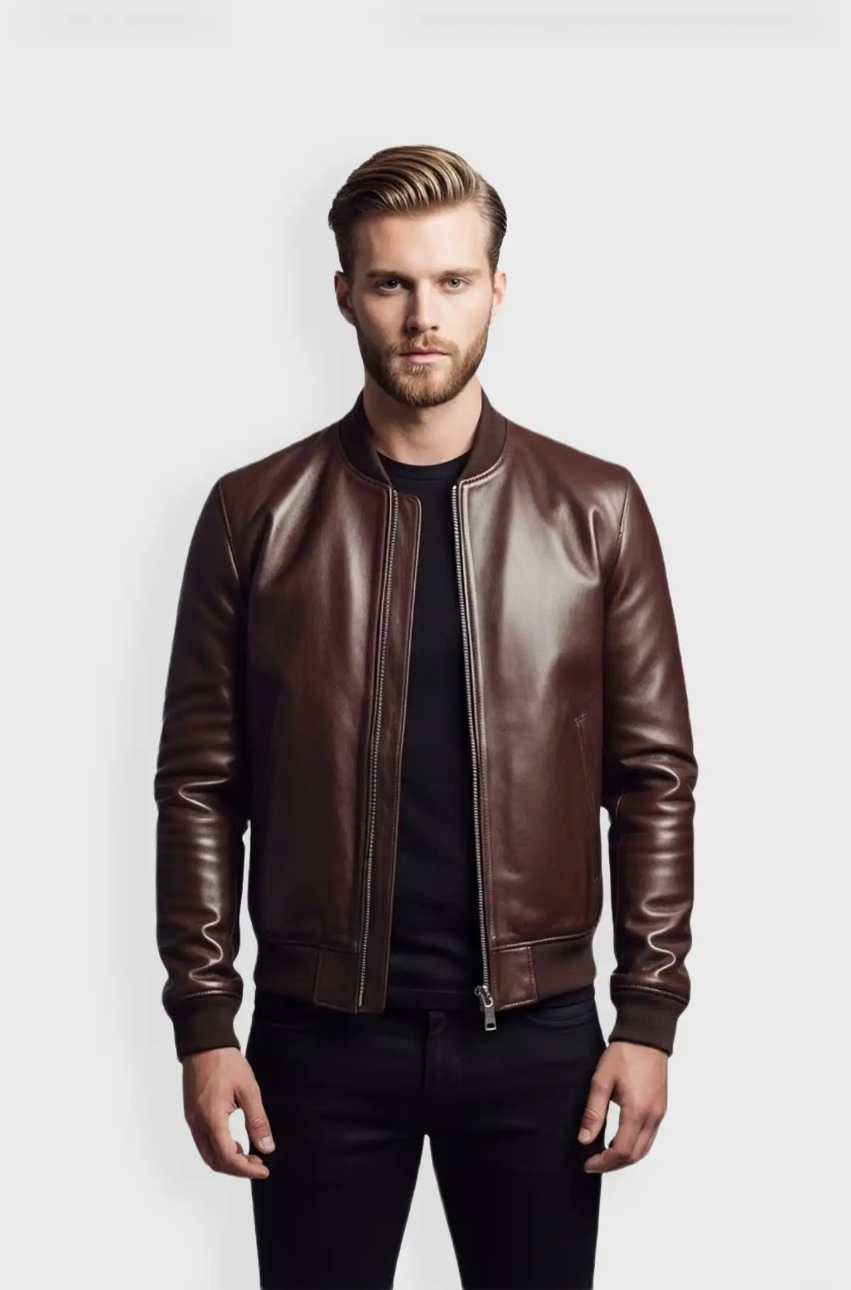 Aero Craft Heritage Brown Leather Bomber Jacket