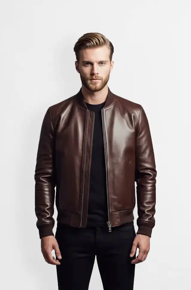 Aero Craft Heritage Brown Leather Bomber Jacket