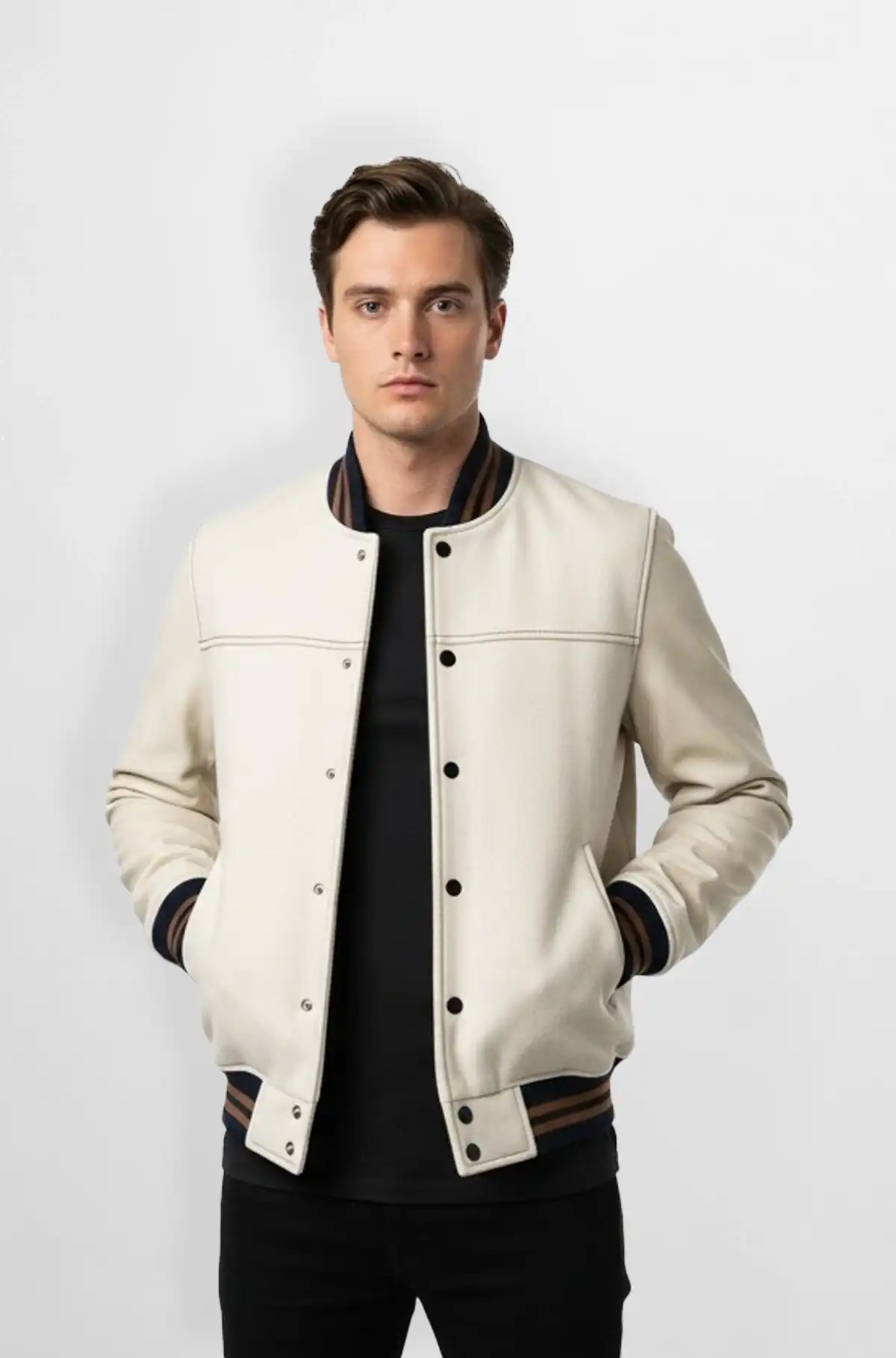 Arctic Edge Ivory Varsity Jacket