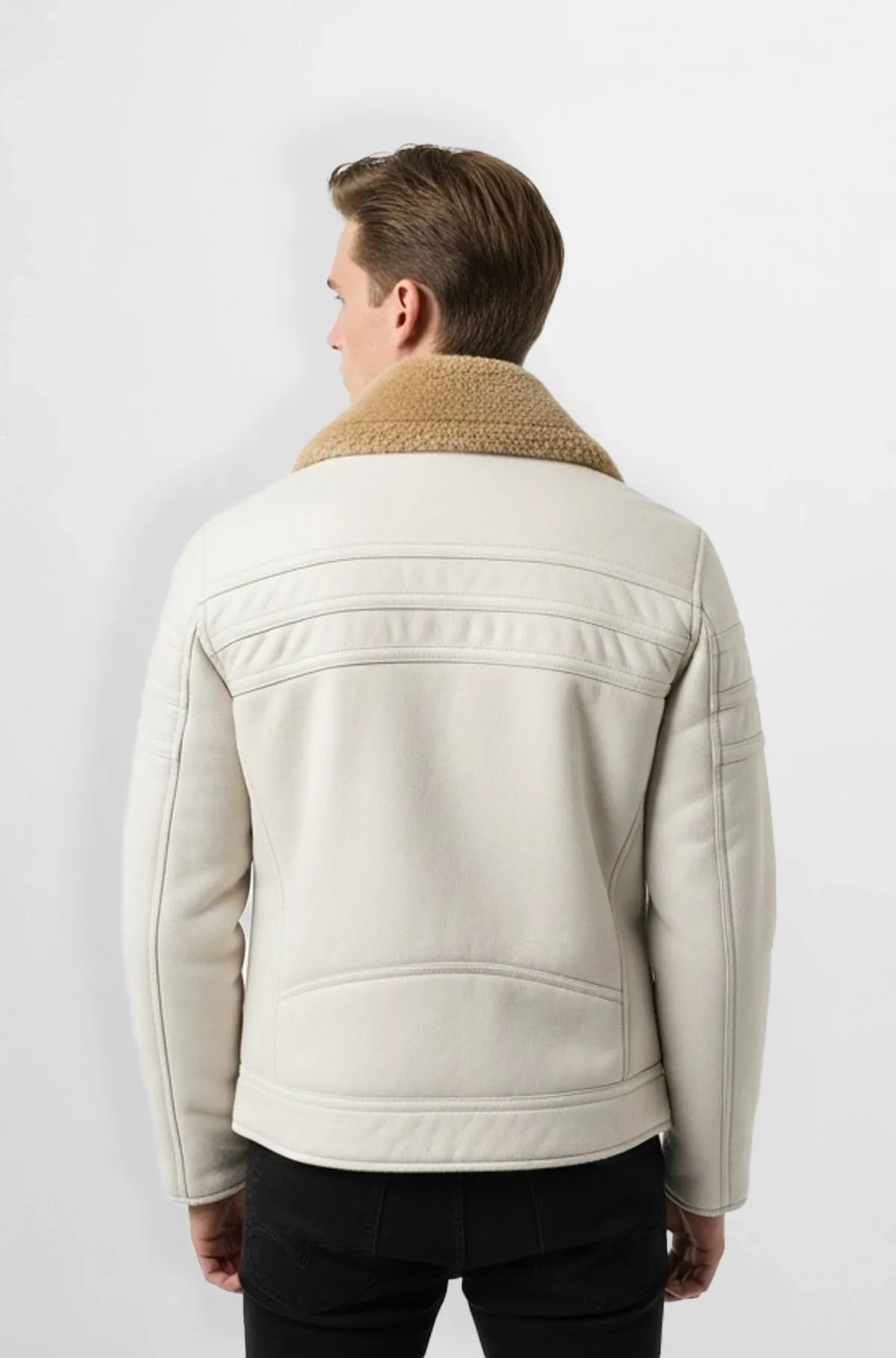 Arctic Luxe White Shearling Leather Jacket