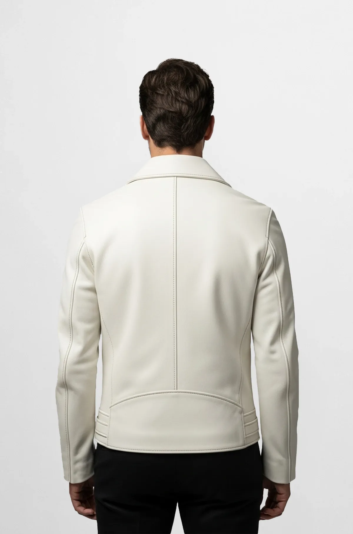 Arctic Rebellion White Leather Biker Jacket