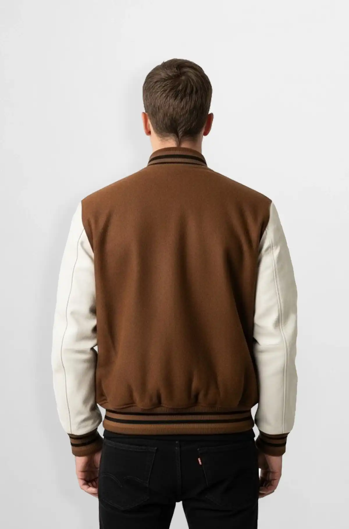 Argyle Brown and Cream Varsity Leather Jacket