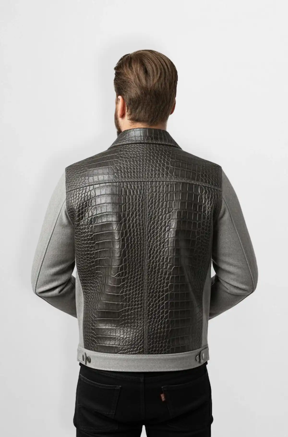 Ash Grey with Deep Charcoal Trucker Jacket