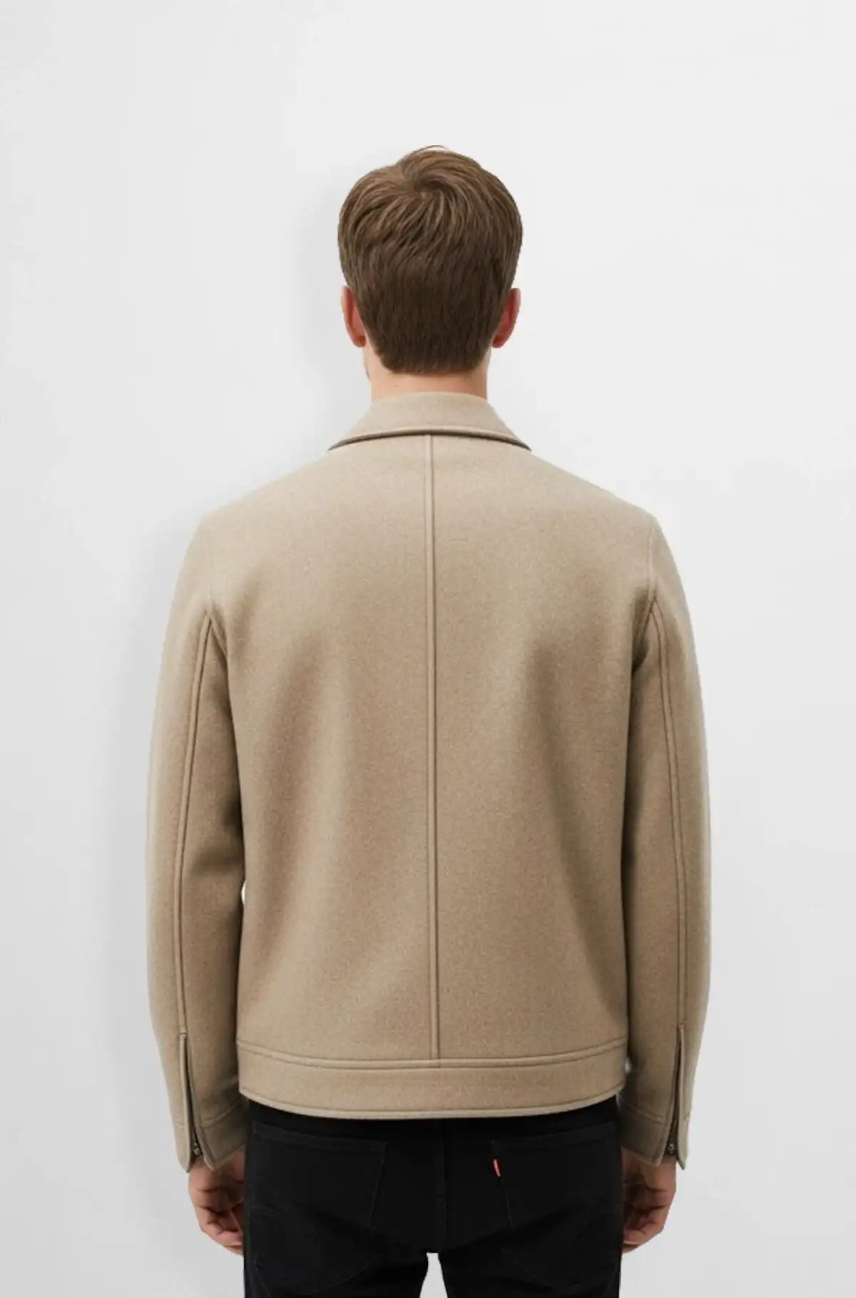 Beige Wool bomber jacket