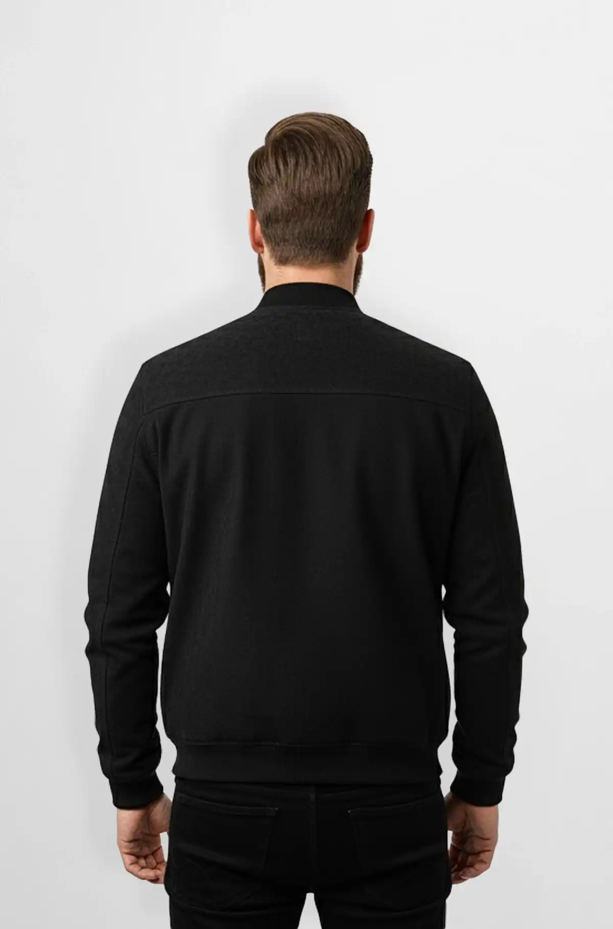 Black Crocodile Patch Bomber Jacket for Men