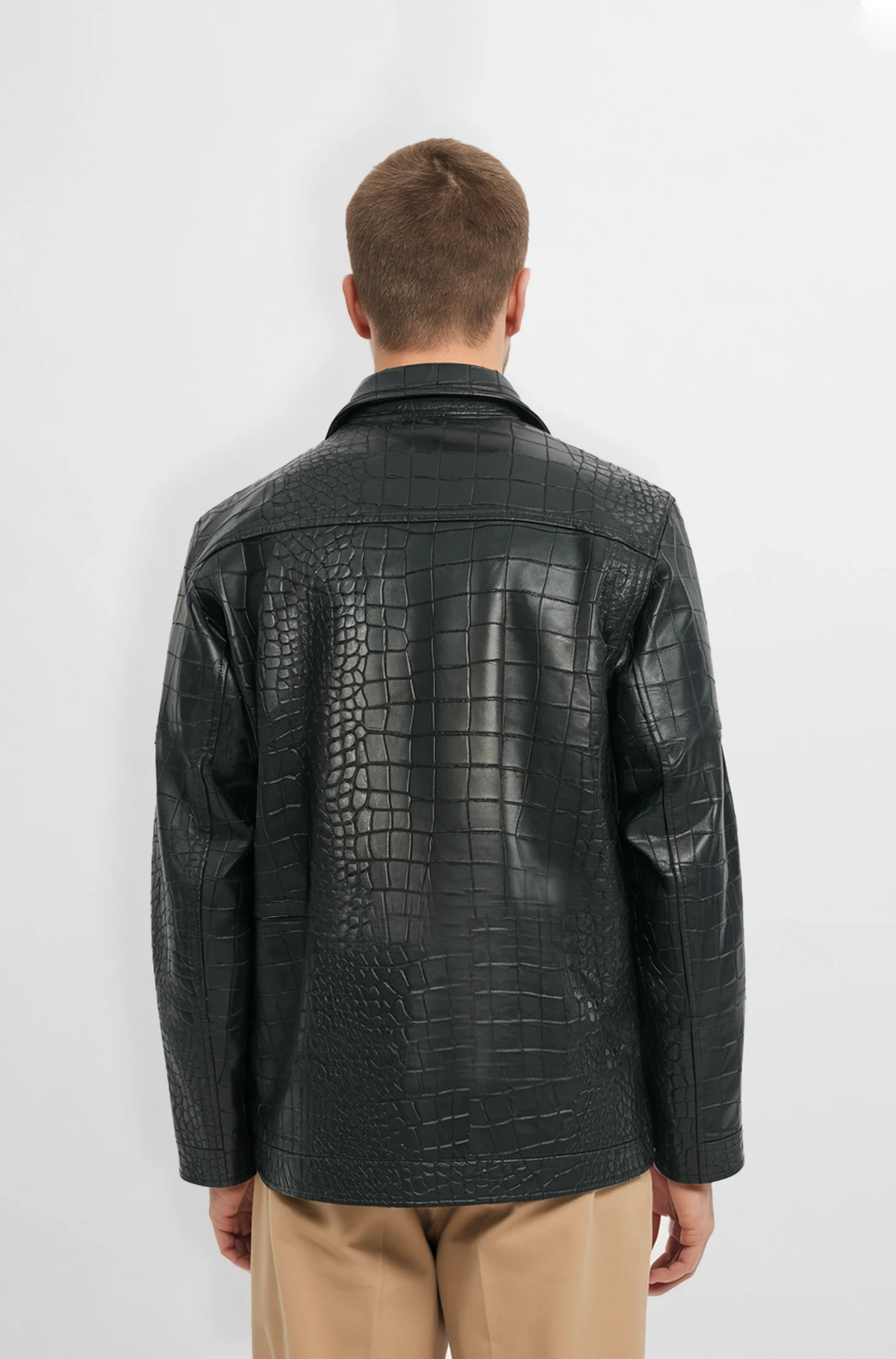 Black Crocodile Pattern Leather Jacket Black Crocodile Pattern Leather Jacket