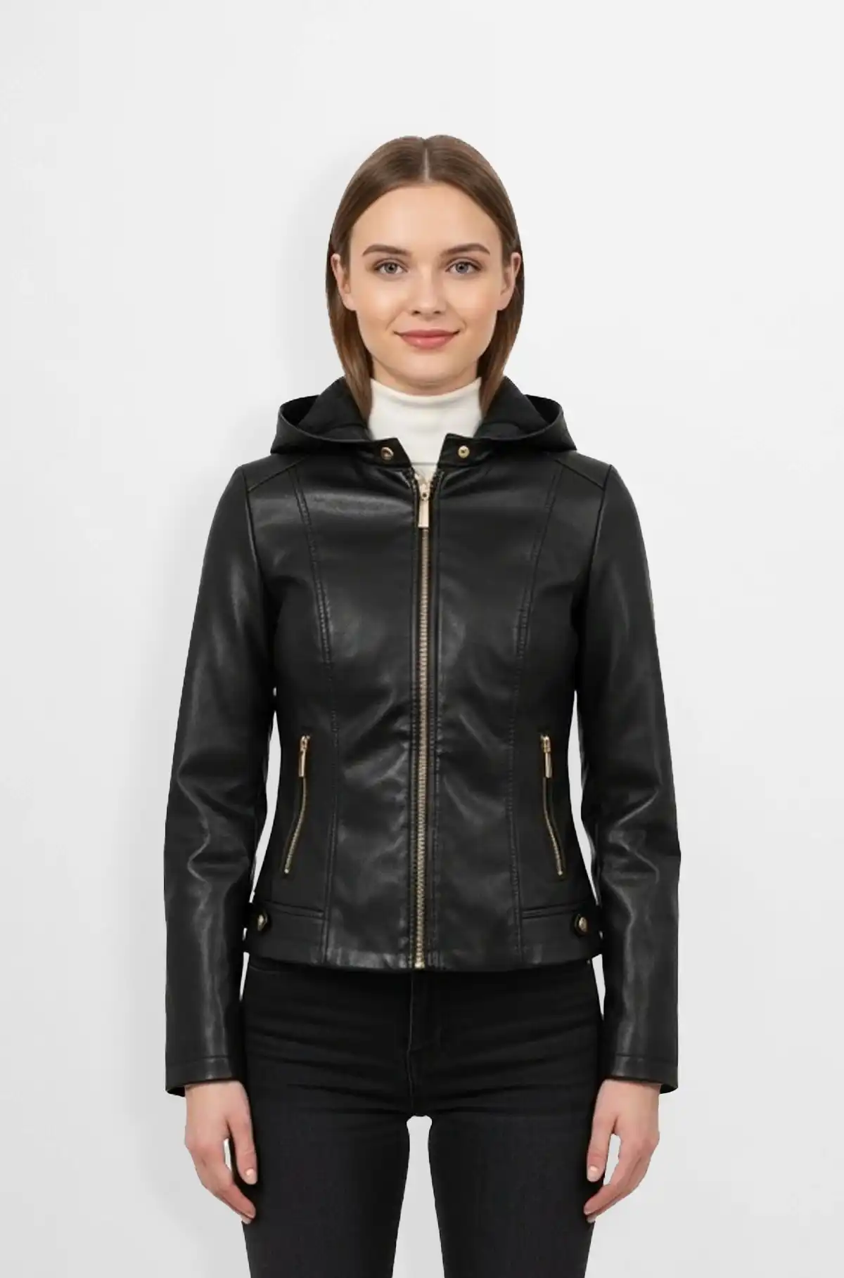Black Hooded Leather Jacket