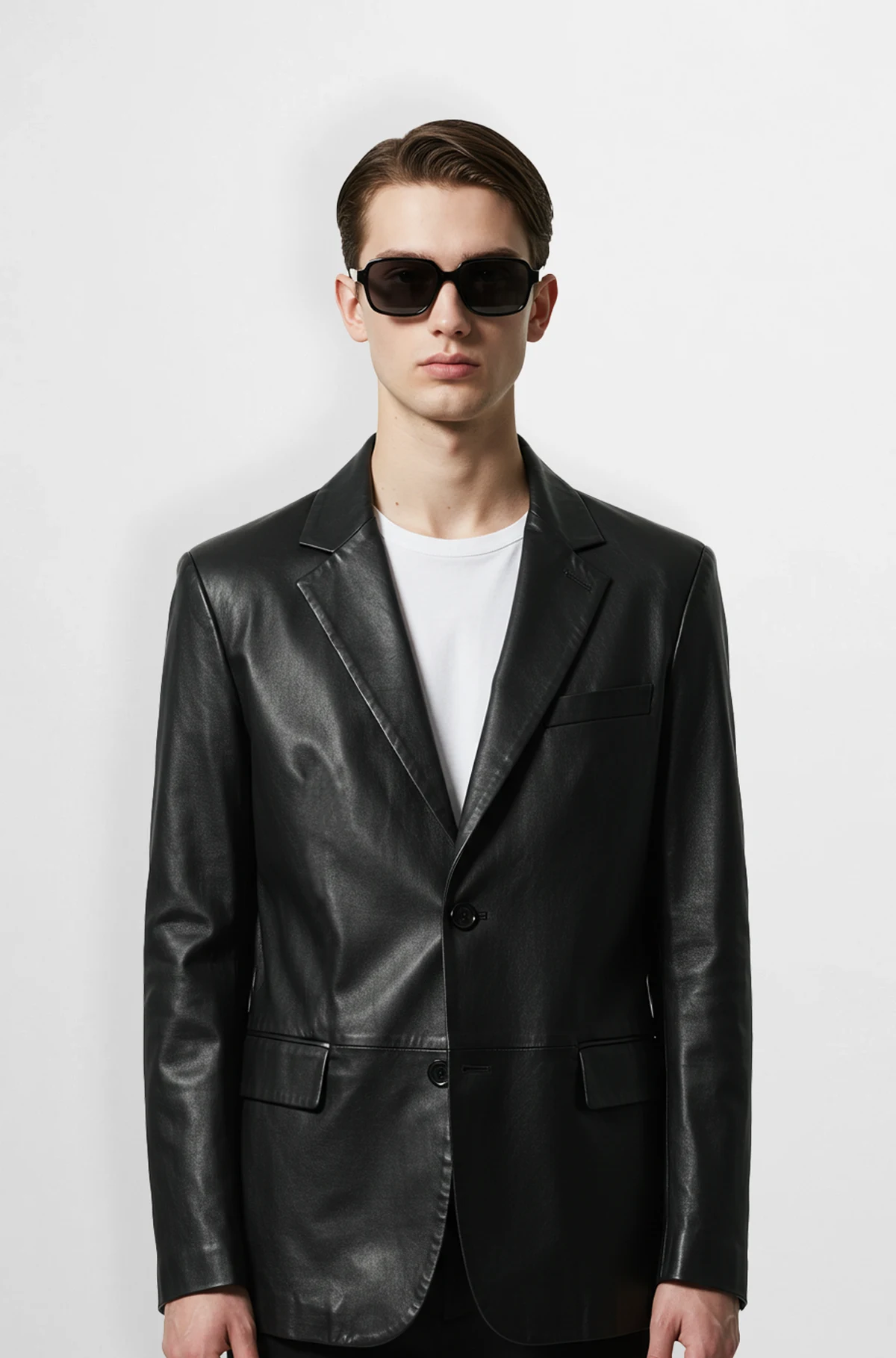 Men’s Classic Black Leather Blazer