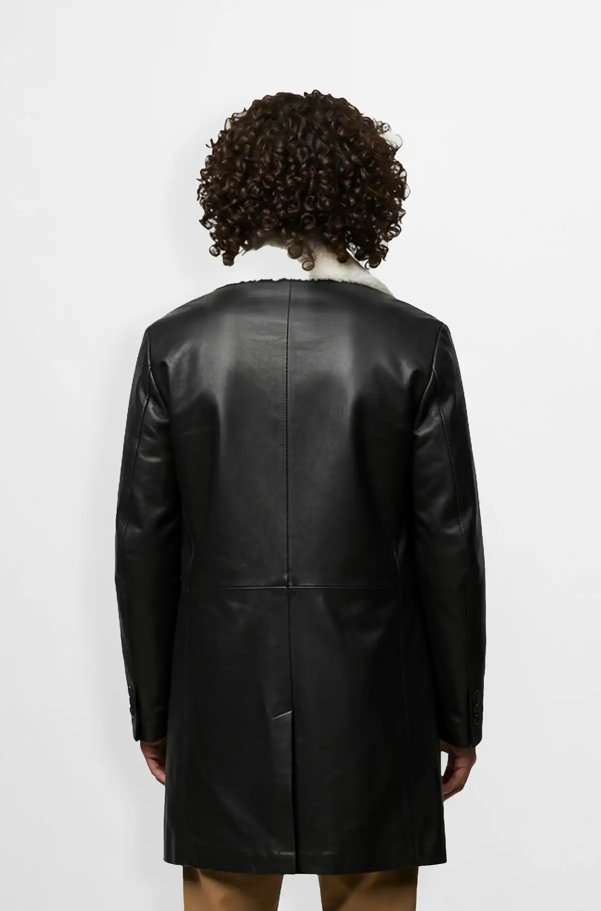 Black Leather Jacket with Fur Collar