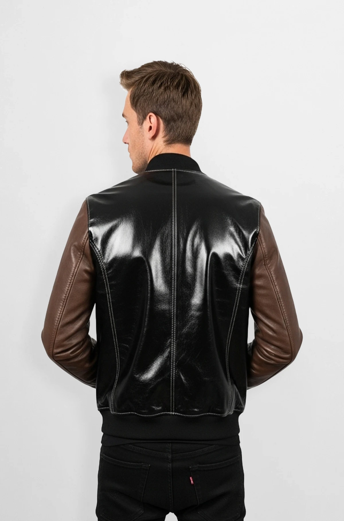Black and Brown Varsity Leather Jacket