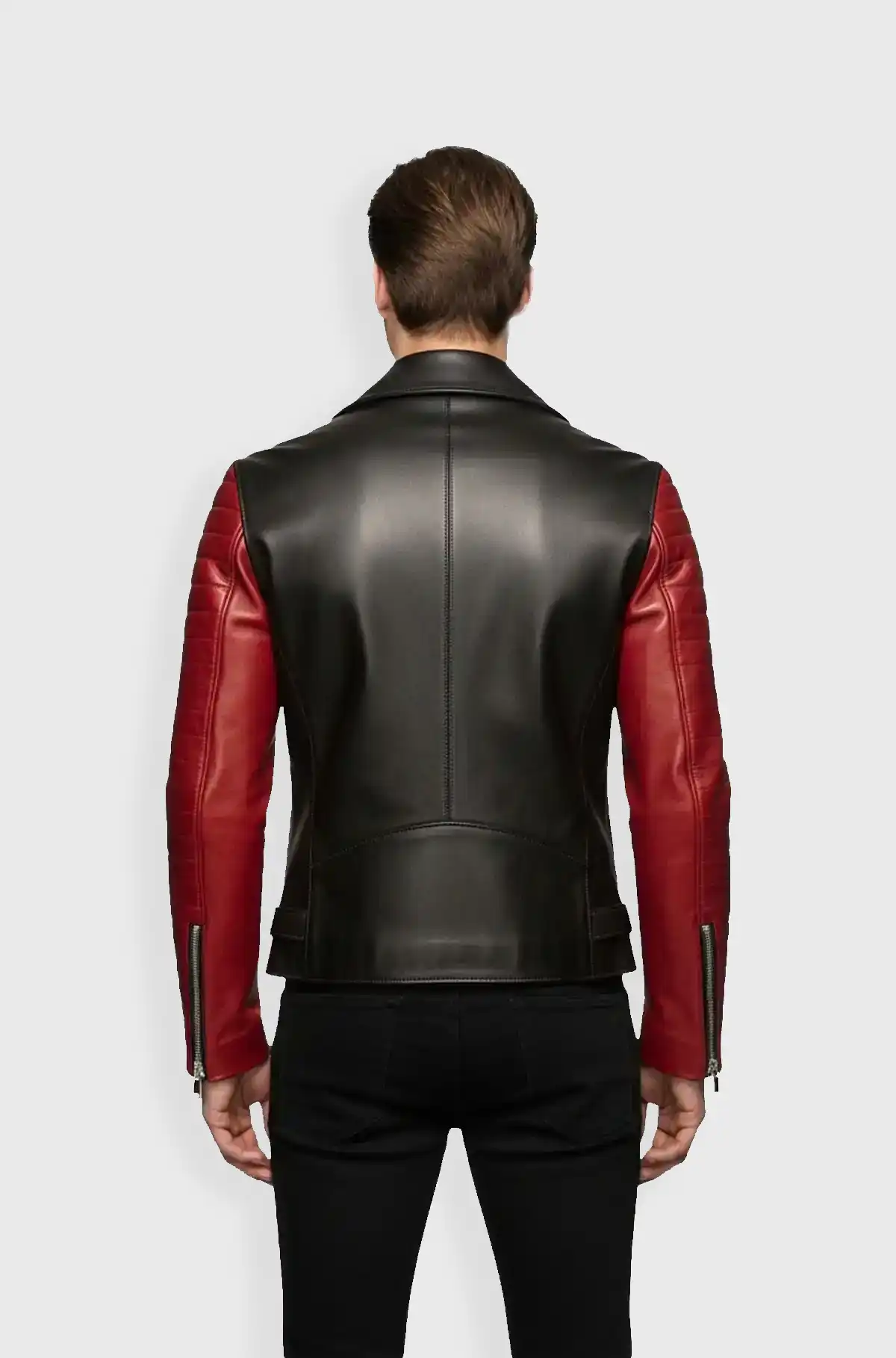 Black and Red Biker Leather Jacket