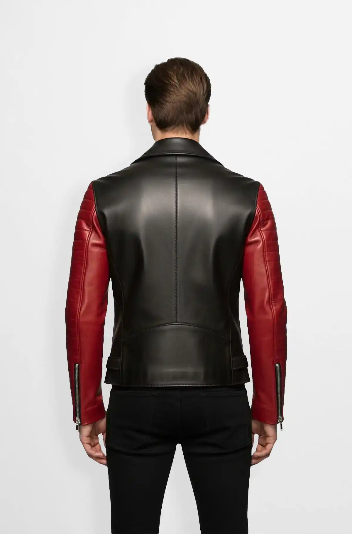 Black and Red Biker Leather Jacket