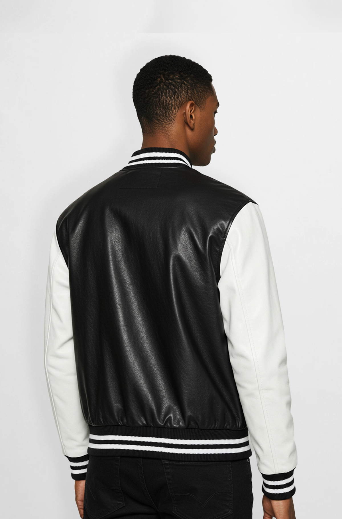 Black and White Varsity Leather Jacket