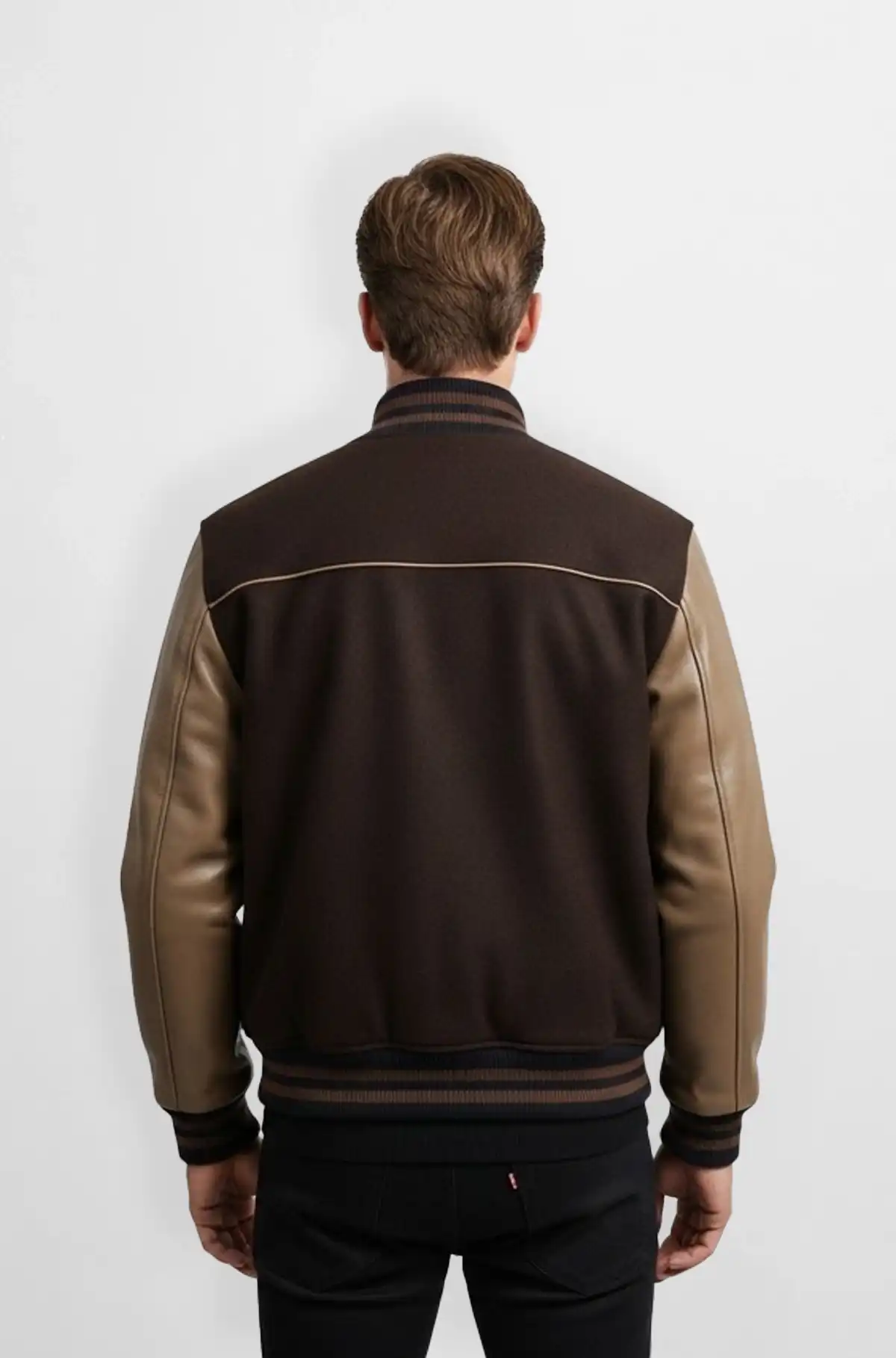 Bomber style Varsity Leather Jacket