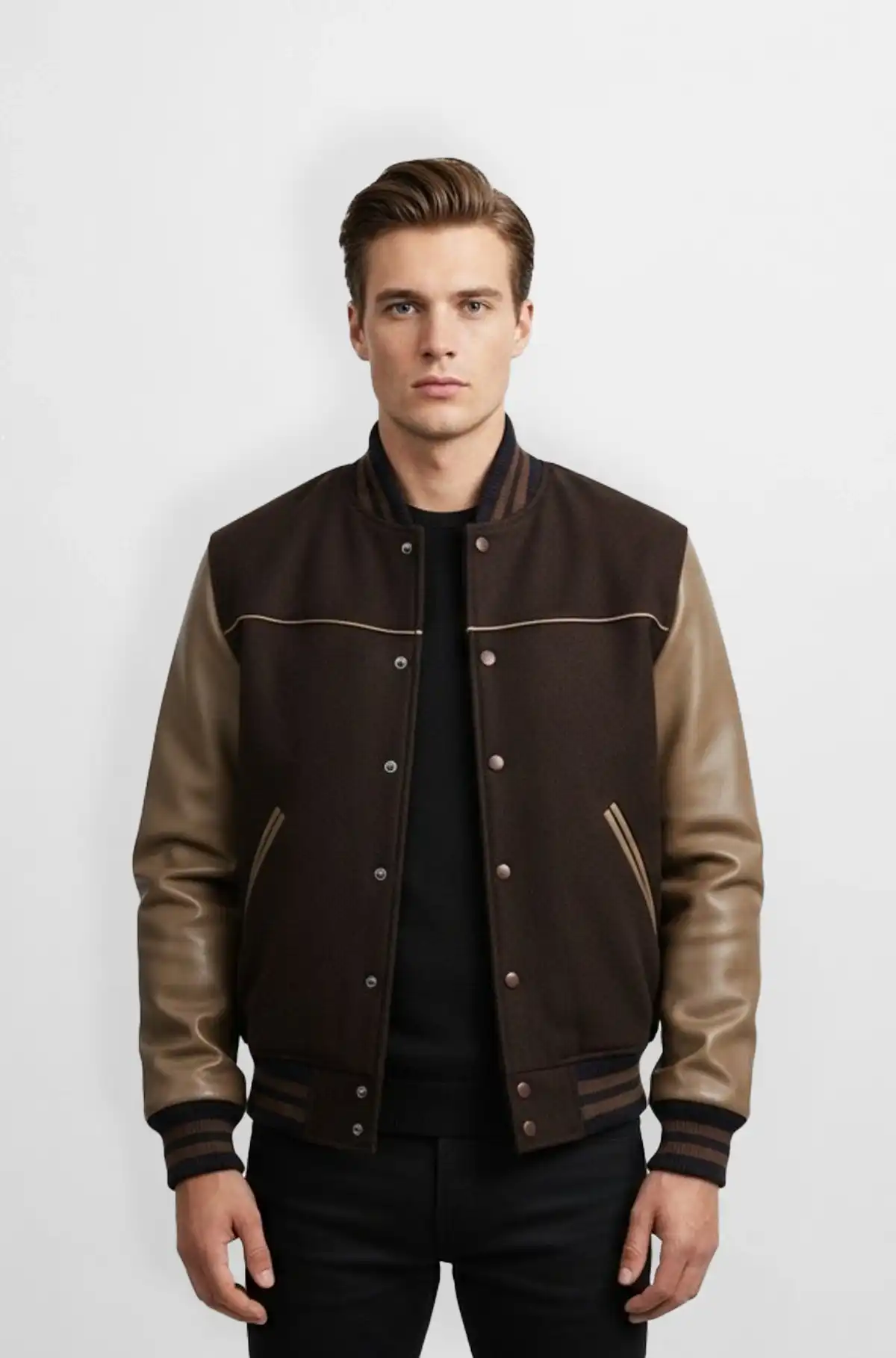 Bomber style Varsity Leather Jacket