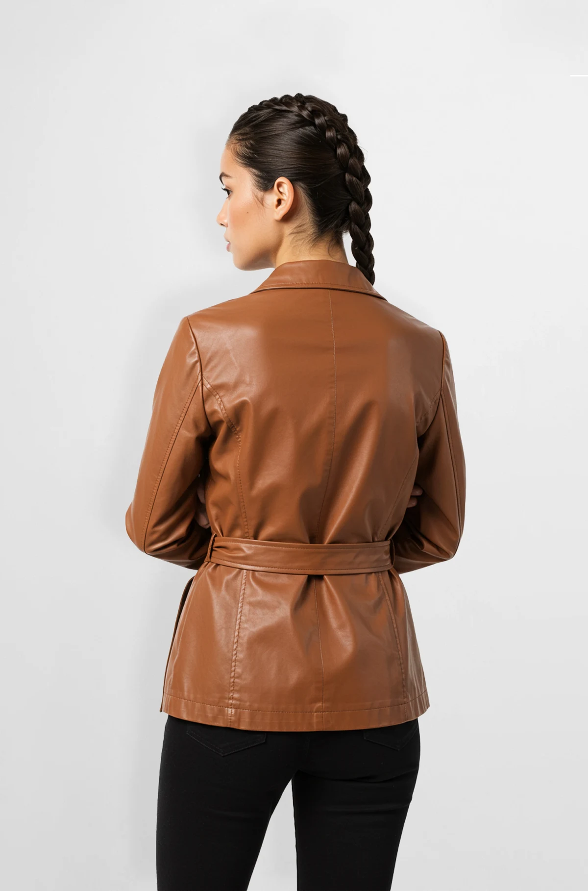 Brown Belted Leather Jacket