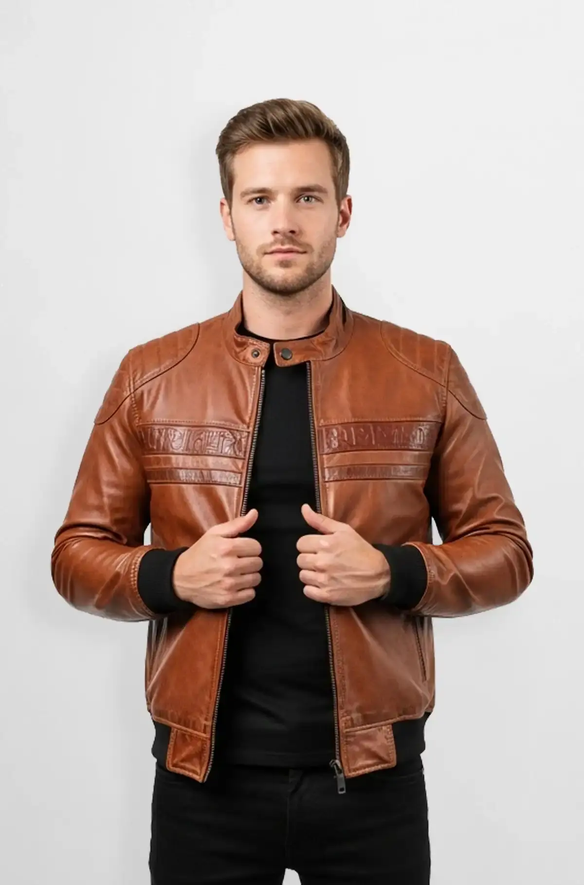 Brown Casual Bomber Vintage Touch Brown Casual Bomber Vintage Touch
