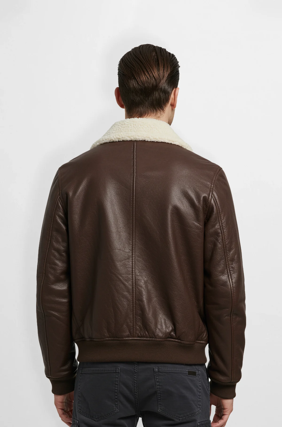 Brown Leather Shearling Jacket for Men