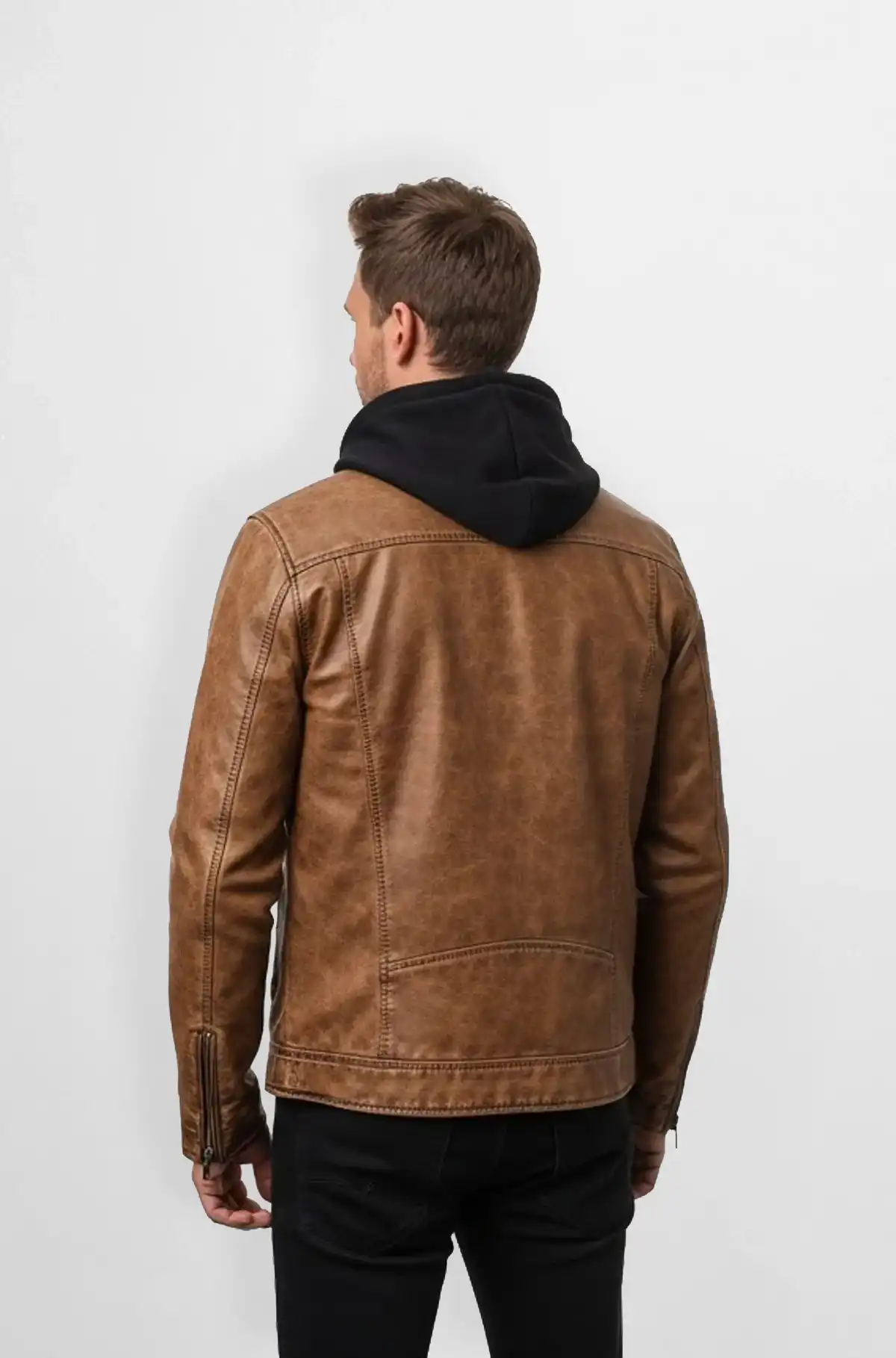 Brown Leather Zip Jacket