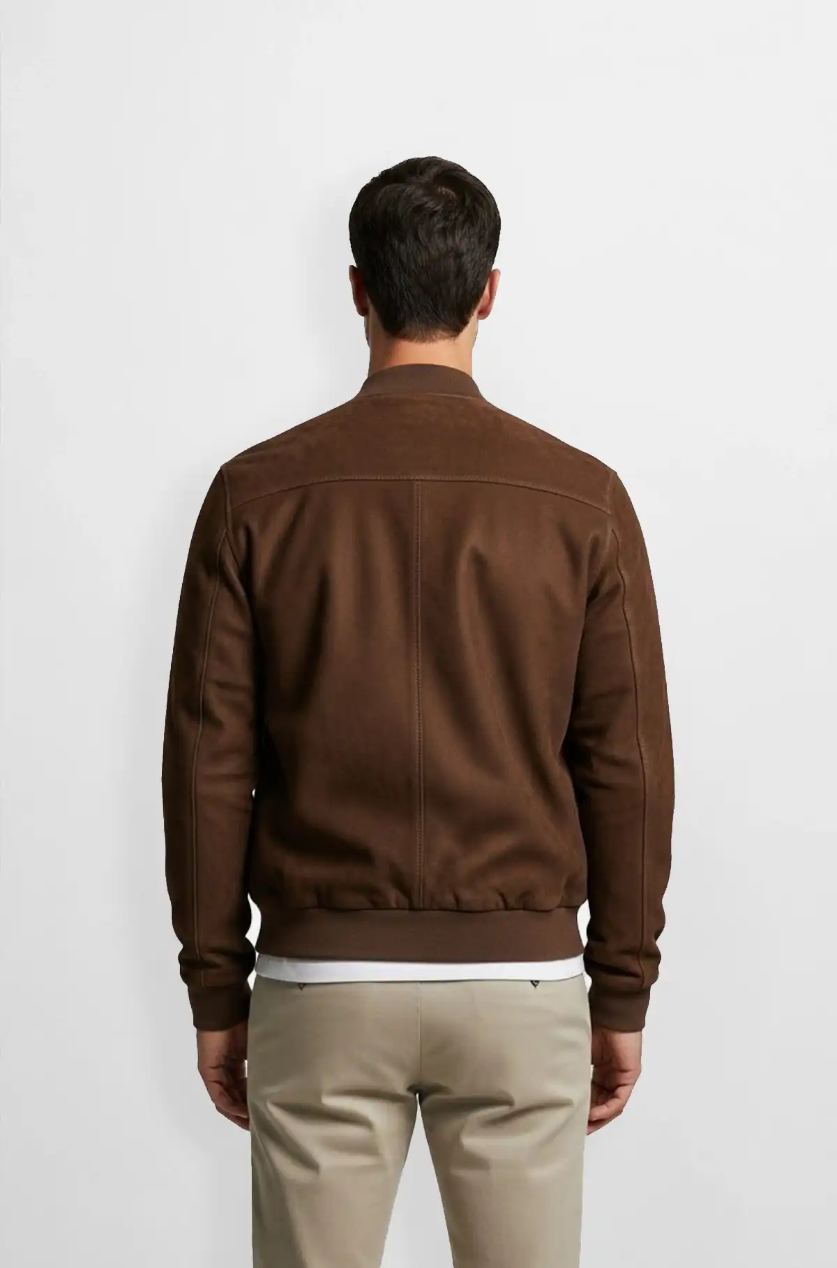 Brown Suede Bomber Jacket